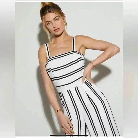VICI Gradey Striped Wide Leg Black And White Jumpsuit Size Medium - Picture 4 of 13